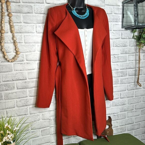 The Limited Burnt Orange Knit Long Jacket Coat Size Small - Picture 3 of 9